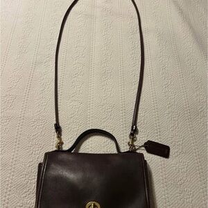 Vintage Coach Dark Brown Leather Crossbody Bag with Handle
